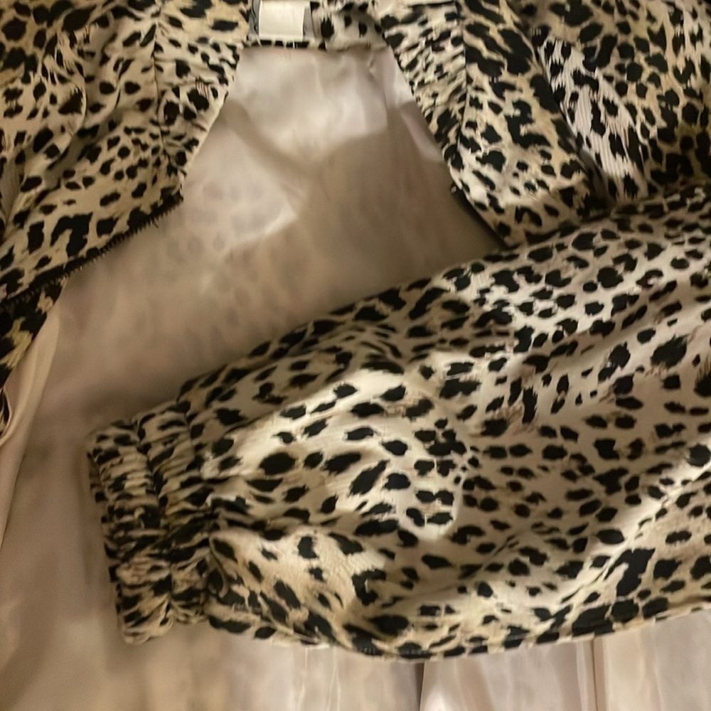 Gantos Vintage 1980s Bomber Jacket Size Medium Leopard Print Shoulder Pads - Picture 5 of 8